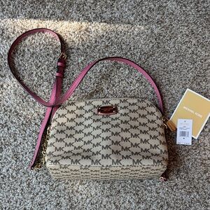 Michael Kors Beige and Pink Crossbody Bag